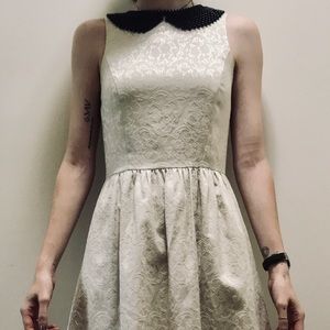 Kensie Brocade Beaded Collar Dress